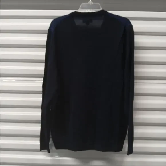 Club Room Men's Sweater Size Large Blue Merino Wool Stretch Academia Grandpacore - Picture 3 of 6